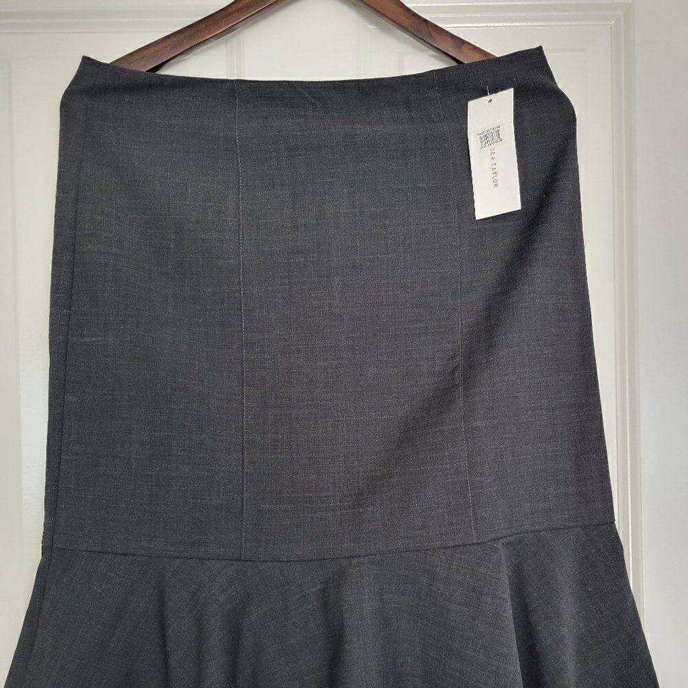 Rebecca Taylor Pencil Skirt 8 Virgin‎ Wool Blend Fluted Charcoal Gray Lined EUC